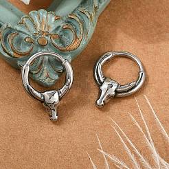 Серьги-кольца из хирургической нержавеющей стали 316 в виде головы крупного рогатого скота EJEW-G416-25AS