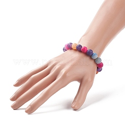 Натуральный состаренный агат (окрашенный) круглый эластичный браслет из бисера BJEW-JB08500