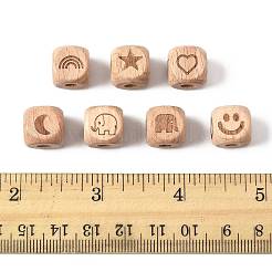 42 шт. 7-х видов гравированных буковых бусин WOOD-FS0001-53