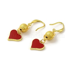 Стойка покрытие латунная текстура круглые серьги с подвесками EJEW-C090-03G