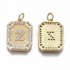 Pendenti in zirconi cubici trasparenti in micro pavè di ottone&nbsp;KK-S356-234Z-G-NF