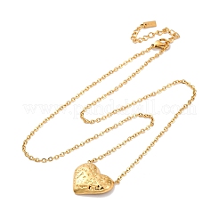Цепочки и ожерелья из текстурированной нержавеющей стали 304 в форме сердца с кулоном NJEW-U026-10G