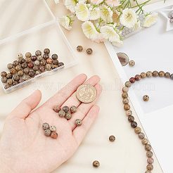 2 нити круглых бусин из натуральной дендритной яшмы G-OC0004-31