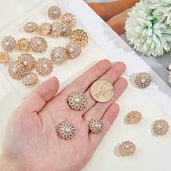 24 шт. 3 стиля пуговицы из сплава со стразами на ножке&nbsp;BUTT-HS0001-05G