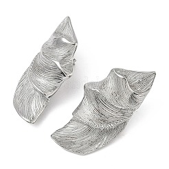 Серьги-гвоздики в форме листа из нержавеющей стали 304 EJEW-K268-54P