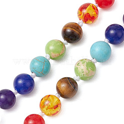 Ожерелья с подвеской в виде черепахи из круглых бусин с чакрами NJEW-JN05076