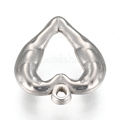 変色しない304ステンレススチールオープンペンダント  翼とハート  ステンレス鋼色  13x12.5x2.2mm  穴：1mm&nbsp;STAS-I105-09P-B
