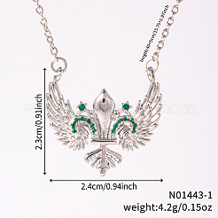 Старинные латунные ожерелья с геометрическим кулоном в виде крыла меча и зеленого кубического циркония&nbsp;PI1133-1