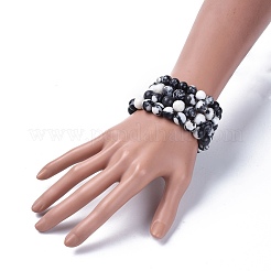 Натуральная зебра яшма бисер стрейч браслеты BJEW-JB04164