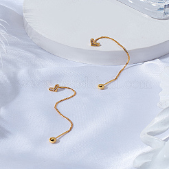 1 пара сережек-кисточек в форме сердца из латуни со стразами для женщин&nbsp;EJEW-LP0003-63G