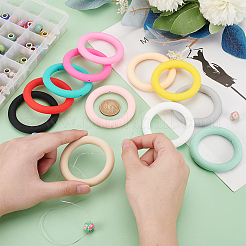 12шт 12-х цветные кольцевые силиконовые бусины SIL-PH0001-21