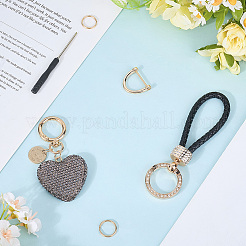 2 шт. 2 стиля плетеный брелок из искусственной кожи и сплава со стразами и подвесными украшениями&nbsp;KEYC-CN0001-11E