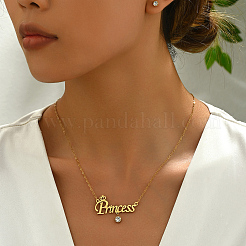 Серьги-гвоздики и ожерелья с подвесками в форме слова «принцесса» из нержавеющей стали для женщин AE9274-1