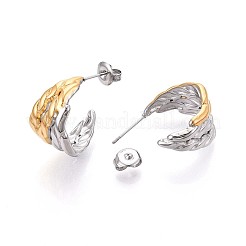 Двухцветные серьги-гвоздики в форме буквы С из нержавеющей стали 304 EJEW-N059-14GP