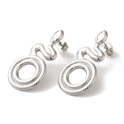 Серьги-гвоздики в форме змеи из нержавеющей стали 304&nbsp;EJEW-C114-32P