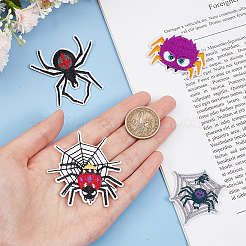 8 Stück 4 Stile Halloween Spinne & Spinnennetz Polyester computergesteuerte Stickerei zum Aufnähen auf Stoffflecken&nbsp;DIY-WR0003-65