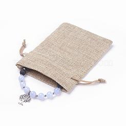 Браслеты с подвесками из натуральных бусин из вулканической породы BJEW-JB03369