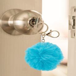 4 Stück 2 Farben handgemachter Plüschstoff Pom Pom Ball Schlüsselanhänger&nbsp;KEYC-LP0001-27
