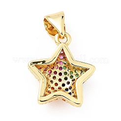 Pendentifs avec zircon cubiques à micro-pavés en laiton&nbsp;KK-E015-09G-04