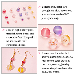 450шт 5 цвета матовые окрашенные спреем стеклянные бусины нити GLAA-PH0001-53
