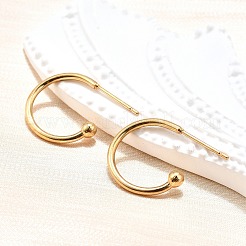 Серьги-гвоздики из нержавеющей стали 304 в форме кольца с круглым шариком STAS-K204-04G