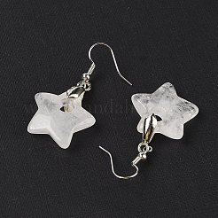 Серьги с подвесками из натурального кварцевого кристалла&nbsp;EJEW-F343-C06