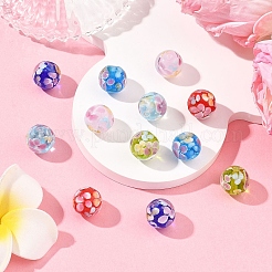 12 шт. 6-х цветные круглые бусины лэмпворк&nbsp;LAMP-YW0004-29