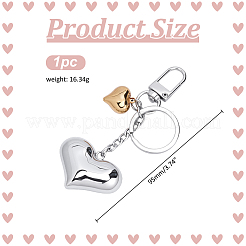 Брелки в форме сердца из латуни и нержавеющей стали 304&nbsp;KEYC-ME00017