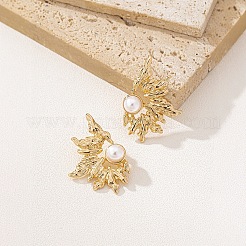 Серьги-гвоздики из сплава и искусственного жемчуга&nbsp;FS-WG8A1F6-01