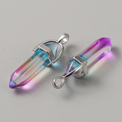 Стеклянные двойные заостренные подвески&nbsp;LS-G-WH0016-41E