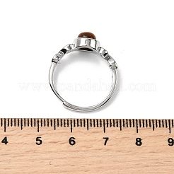 Натуральный тигровый глаз кольца палец&nbsp;RJEW-A084-04P-06