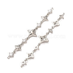 Breloques connecteurs en laiton pavé de zirconiums cubiques transparents en forme d'étoile&nbsp;CU-H003-04P