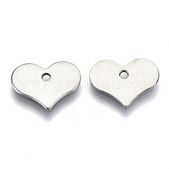 変色しない201ステンレススチールチャーム  レーザー切断  ハート  ステンレス鋼色  9x12x0.8mm  穴：1.4mm&nbsp;STAS-R116-006