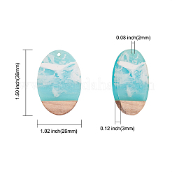 16шт 4 цвета прозрачные подвески из смолы и орехового дерева&nbsp;RESI-CJ0001-206