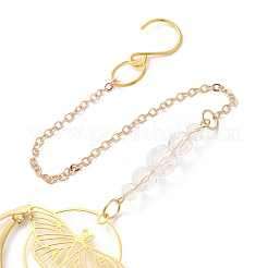 Латунные полые мотыльки и лунные подвесные украшения AJEW-Z027-01C