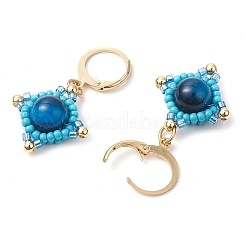 Серьги-подвески из натурального тигрового глаза EJEW-MZ00355