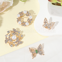 4 шт. 4 стиля броши из сплава со стразами для одежды JEWB-CN0001-05