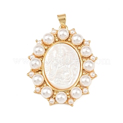 Овальные подвески из натуральной белой ракушки KK-F919-48G