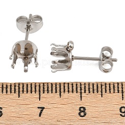 Accesorios para pendientes de botón redondos planos de acero inoxidable 304&nbsp;STAS-D389-04E-P