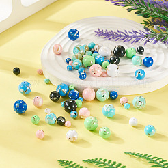 80 шт. 8-цветные собранные бусины из синтетического камня и ракушек-трохусов&nbsp;G-TA0002-31A