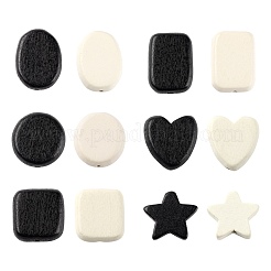 120pcs 12 perles de bois naturel peintes de style&nbsp;WOOD-LS0001-36