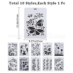 10 pz 10 stili pp plastica scava fuori modelli di stencil per pittura&nbsp;DIY-GF0007-35