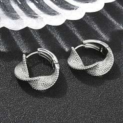 真鍮製フープピアス  ツイスト  プラチナメッキ  19.5x20x6.5mm&nbsp;EJEW-D320-08P
