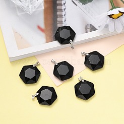 Подвески из натурального окрашенного и нагретого черного агата G-E487-95F