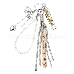 Подвеска-бантик в виде сердца из полиэфирного шнура&nbsp;HJEW-JM04327-02