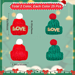 50 шт. мини-рождественская шапочка из двухцветной шерстяной пряжи с помпоном AJEW-GF0009-36