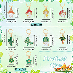 2 набор из 2-х эмалевых маркеров для закрепления стежков в виде грибного эльфа и кактуса HJEW-NB0002-07