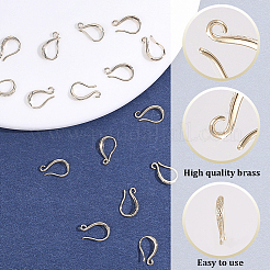 真鍮製ピアスフック10組  ライトゴールド  15x9x2mm  穴：1.8mm  ピン：0.7mm&nbsp;KK-BBC0025-12A