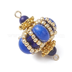 Подвески-соединители в форме ромба из окрашенной синтетической императорской яшмы и стеклянных бусин ручной работы&nbsp;PALLOY-MZ00960-01