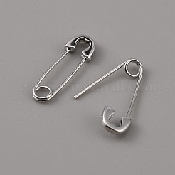 スターリングシルバー安全ピン形状ダングルフープピアス男性女性  プラチナ  20x6.5x2mm  ピン：0.7mm&nbsp;LS-EJEW-WH0047-03P